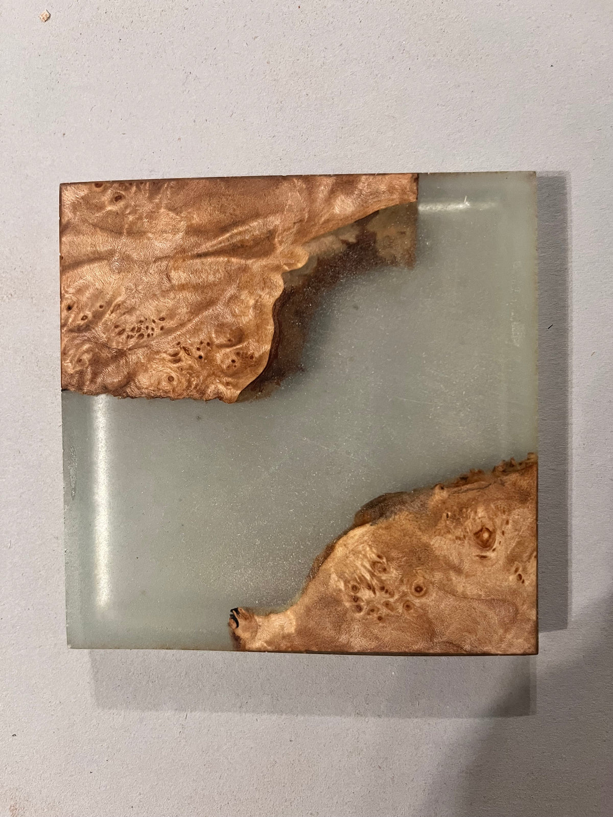 Premium Maple Burl Resin Coaster Set with Cherry Holder