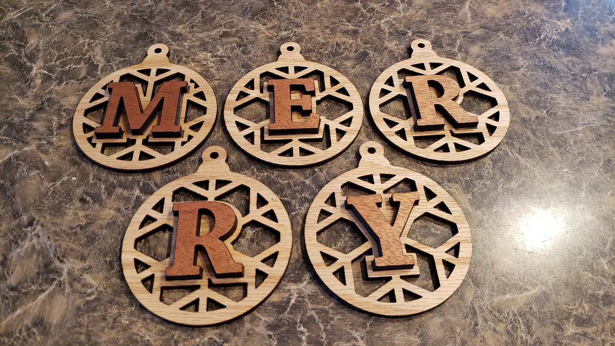 "MERRY" Christmas Ornament Set - Set of 5