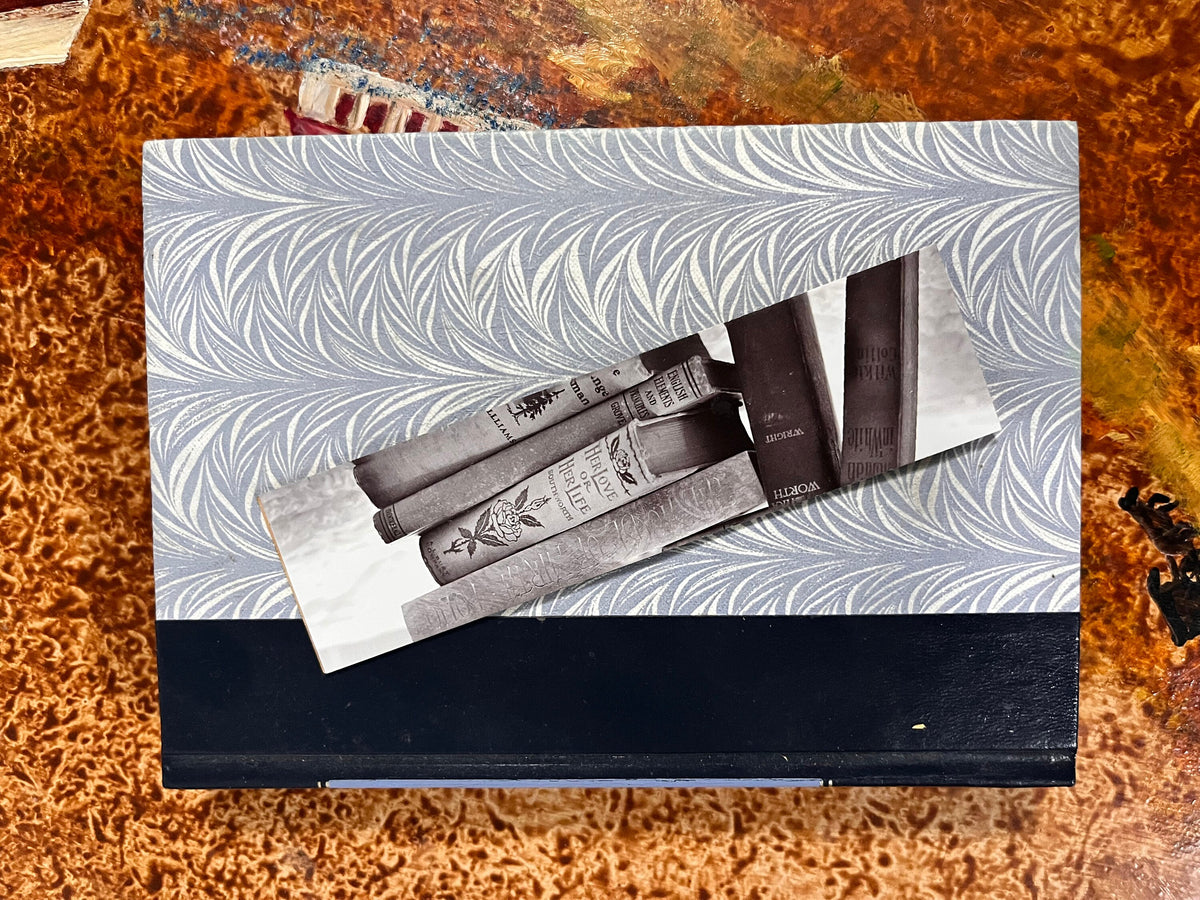 Figured Cherry Bookmark with Books Art and Love Engraving