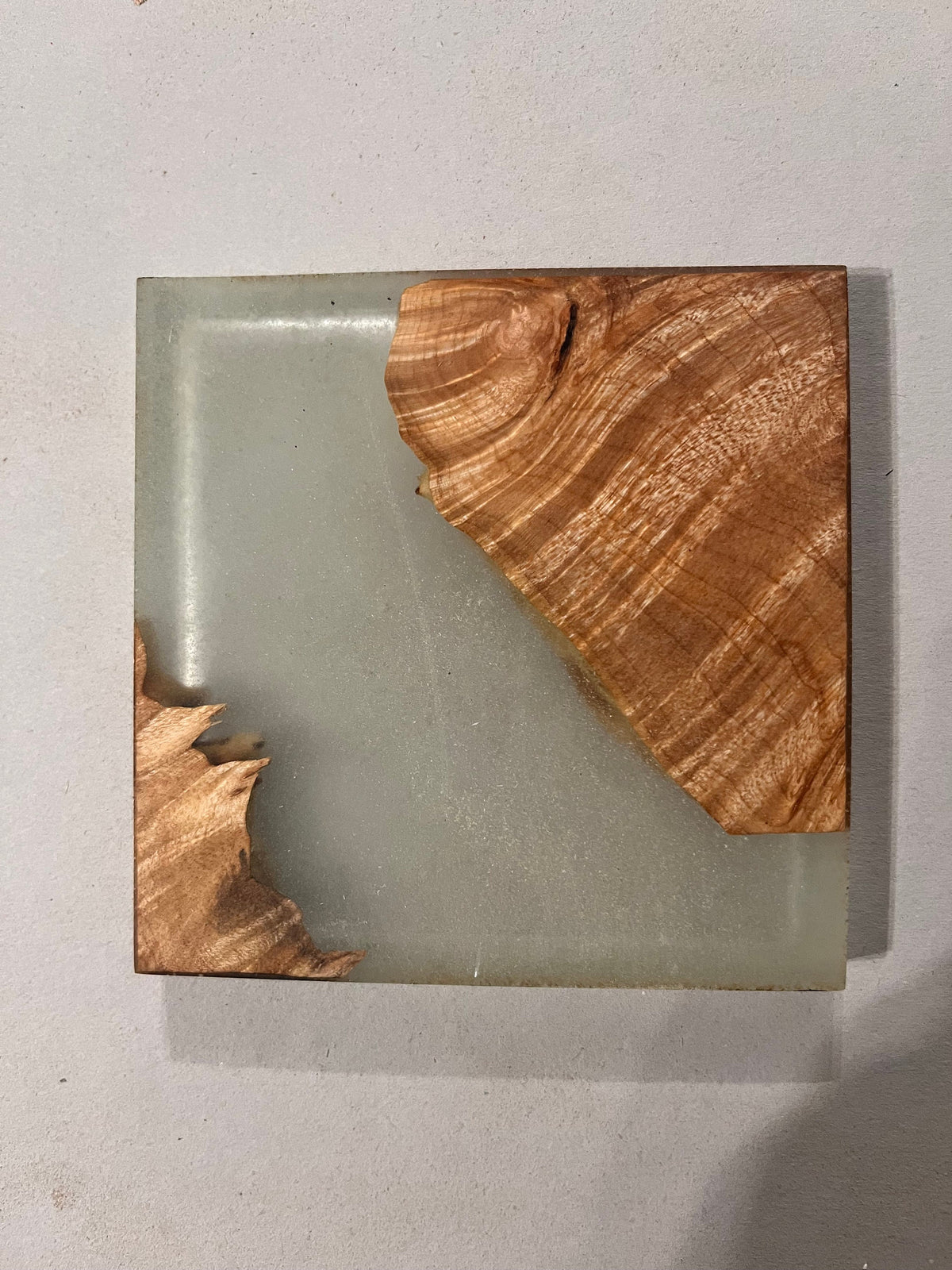 Premium Maple Burl Resin Coaster Set with Cherry Holder