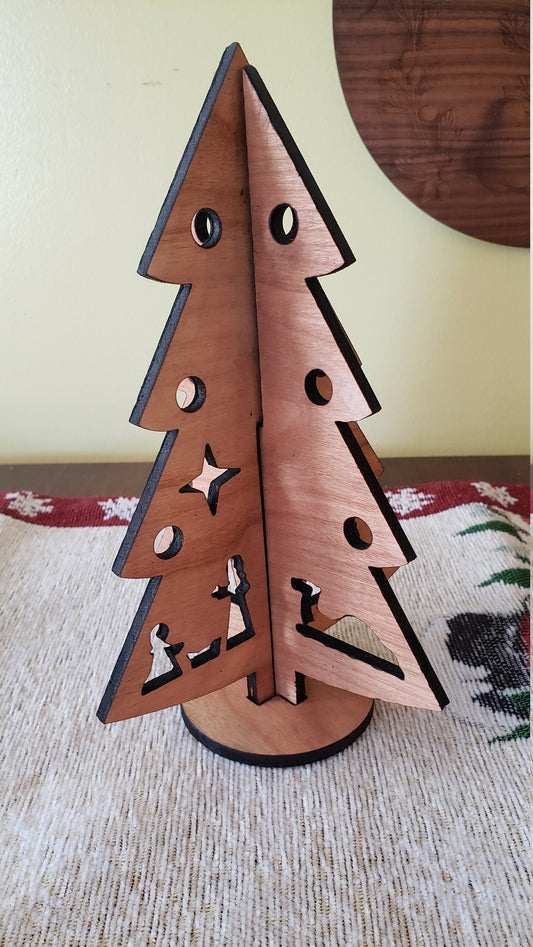 Cherry Nativity Christmas Tree