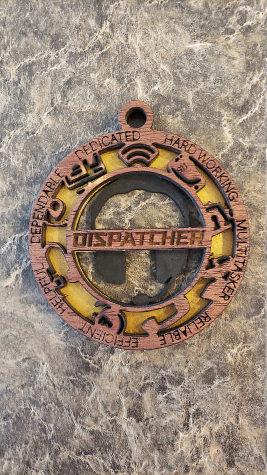 Handmade 911 Dispatcher Christmas Ornament – Laser-Cut Wood Gift for First Responders