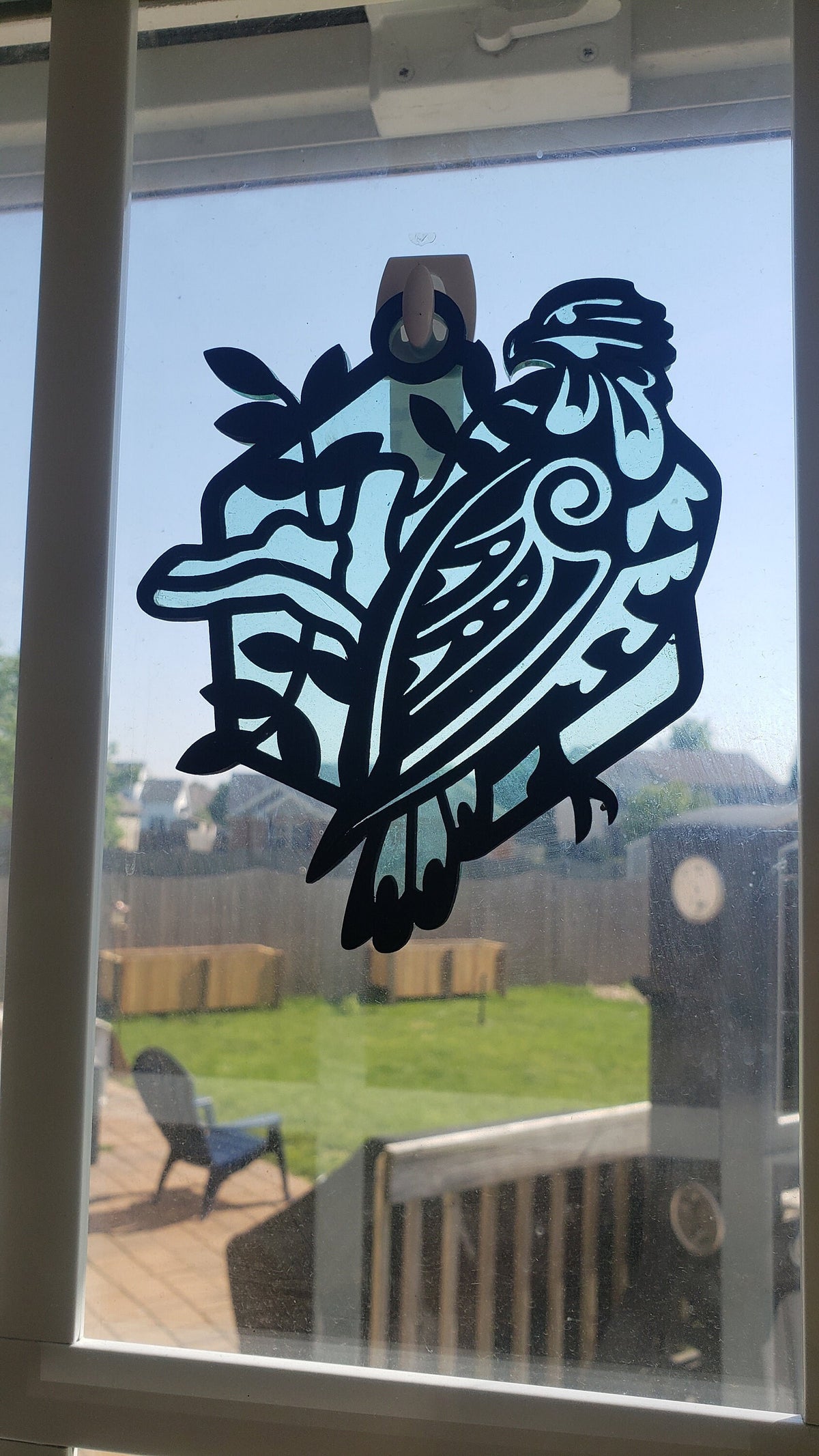 Handmade Hawk Sun Catcher – Teal Acrylic & Wood Window Decor