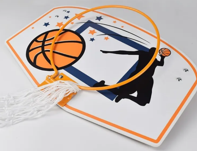 Wall-Mounted Wood Basketball Storage Board with Hooks