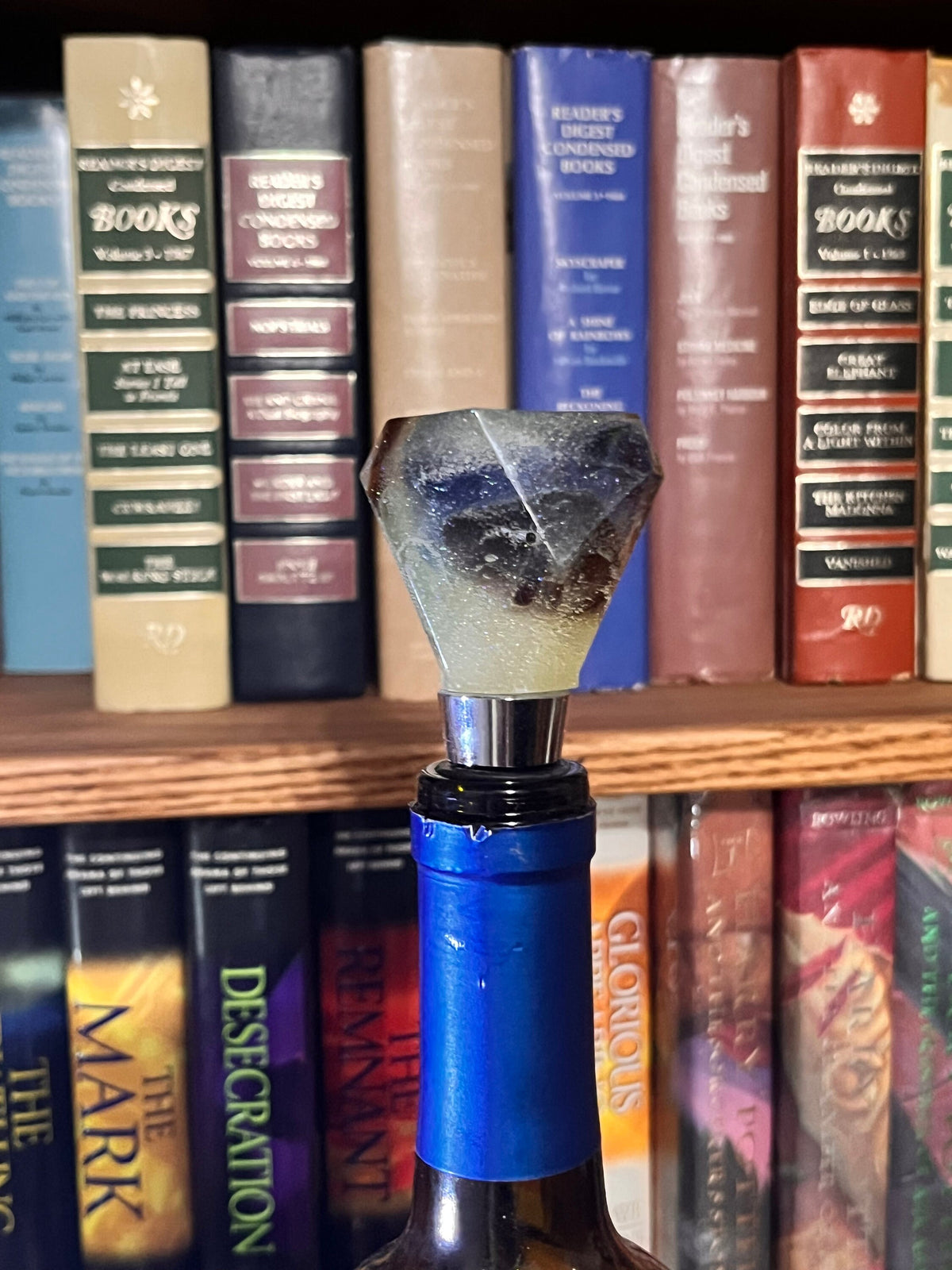 Handcrafted Bottle Stopper – Polished Stones in Epoxy
