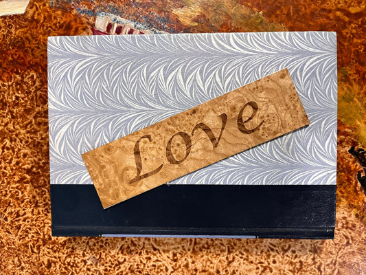 Figured Birdseye Maple Bookmark with Love Engraving