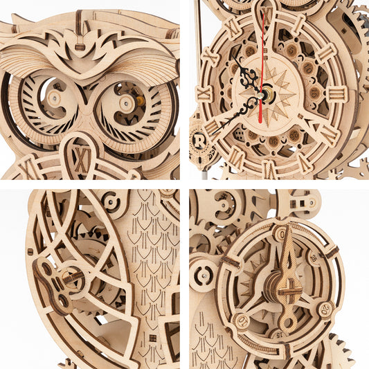 DIY Wooden Mechanical Owl Clock | 3D Puzzle Kit, Home Decor & Gift