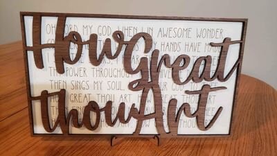 "How Great Thou Art" Walnut Hymn Lyrics Sign
