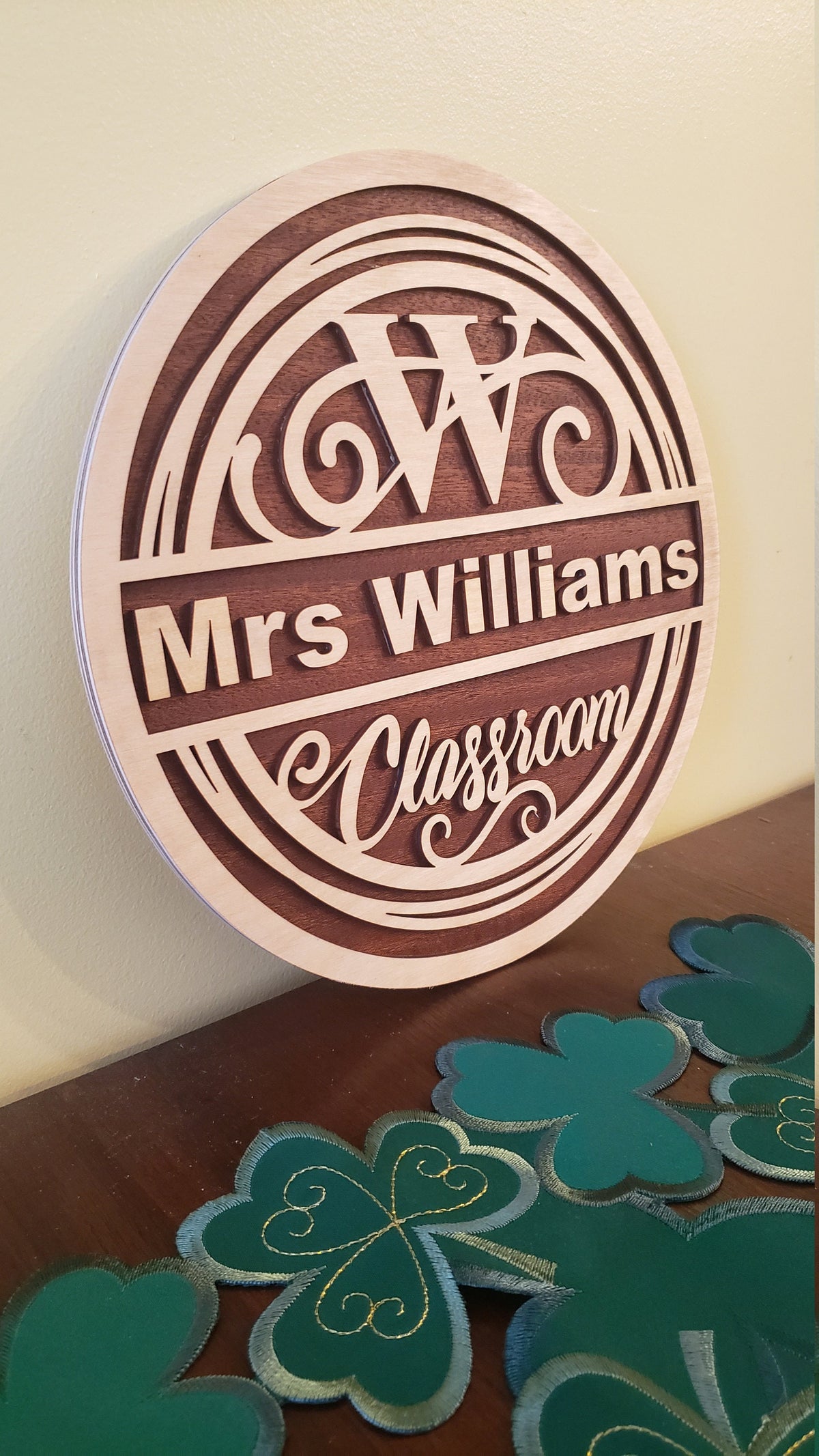 11" Round Teacher Appreciation Laser Monogram