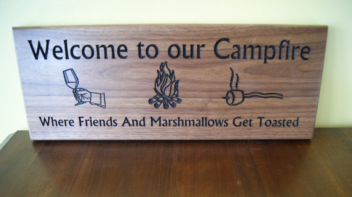 Welcome to Our Campfire Walnut Plaque