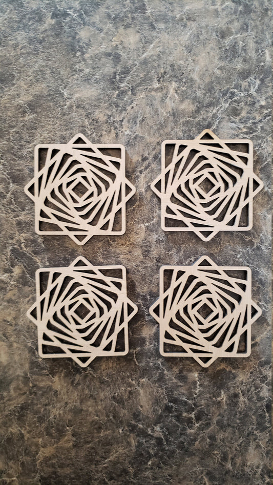 Hickory Wood Coaster Set of 4