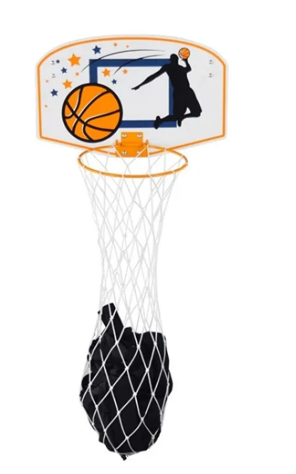 Wall-Mounted Wood Basketball Storage Board with Hooks