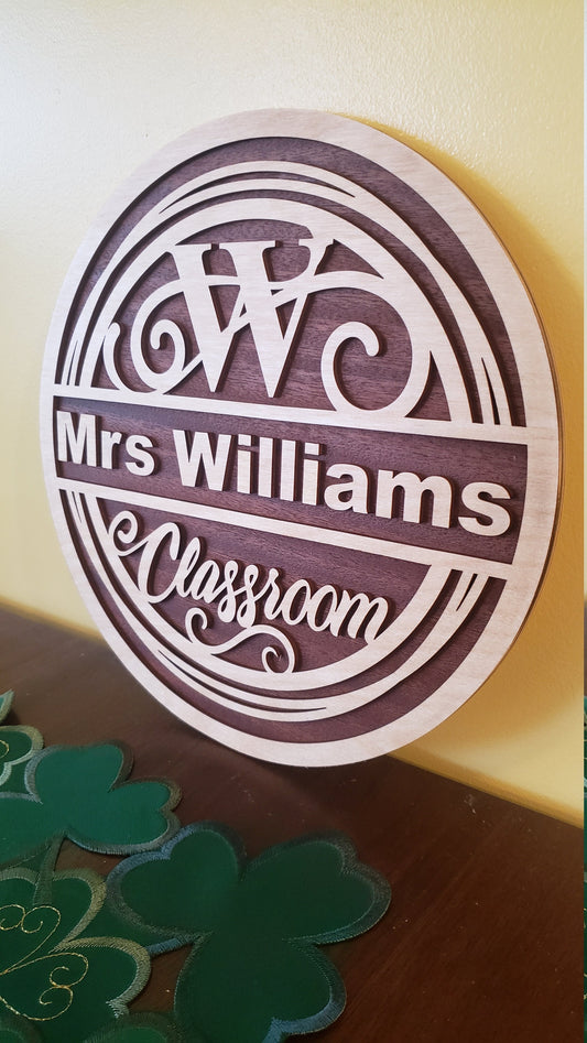 11" Round Teacher Appreciation Laser Monogram