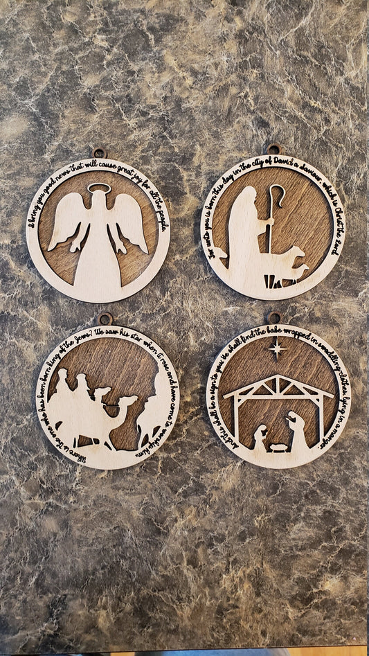 Nativity set of 4 Christmas Ornamentss