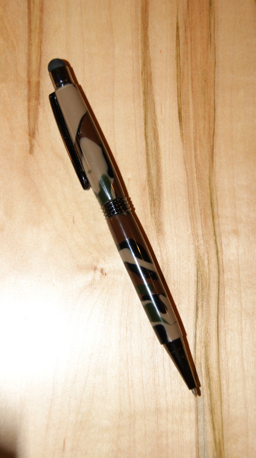 Camo Acrylic Roadster Twist Pen with Stylus Tip