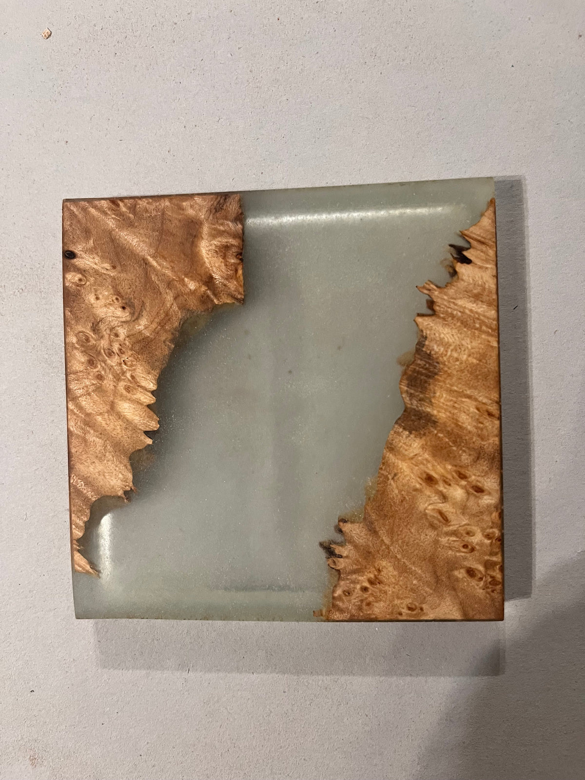 Premium Maple Burl Resin Coaster Set with Cherry Holder