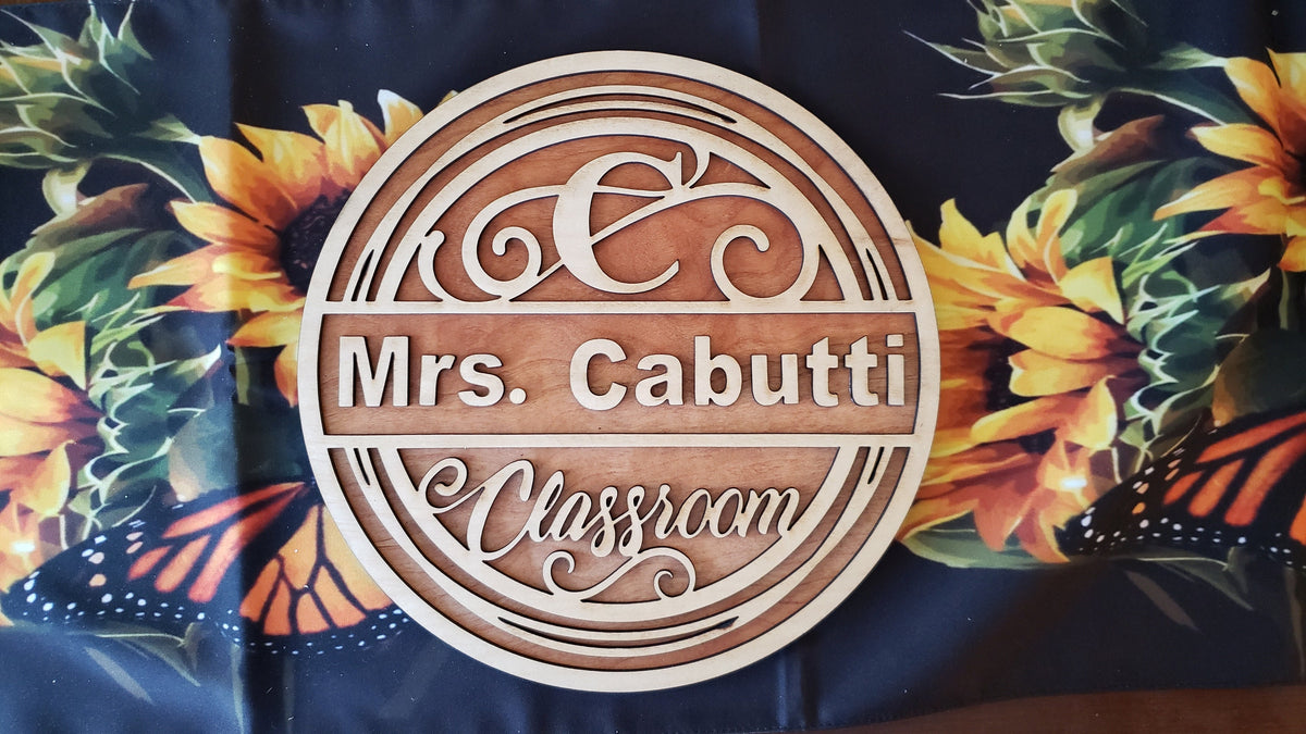 11" Round Teacher Appreciation Laser Monogram