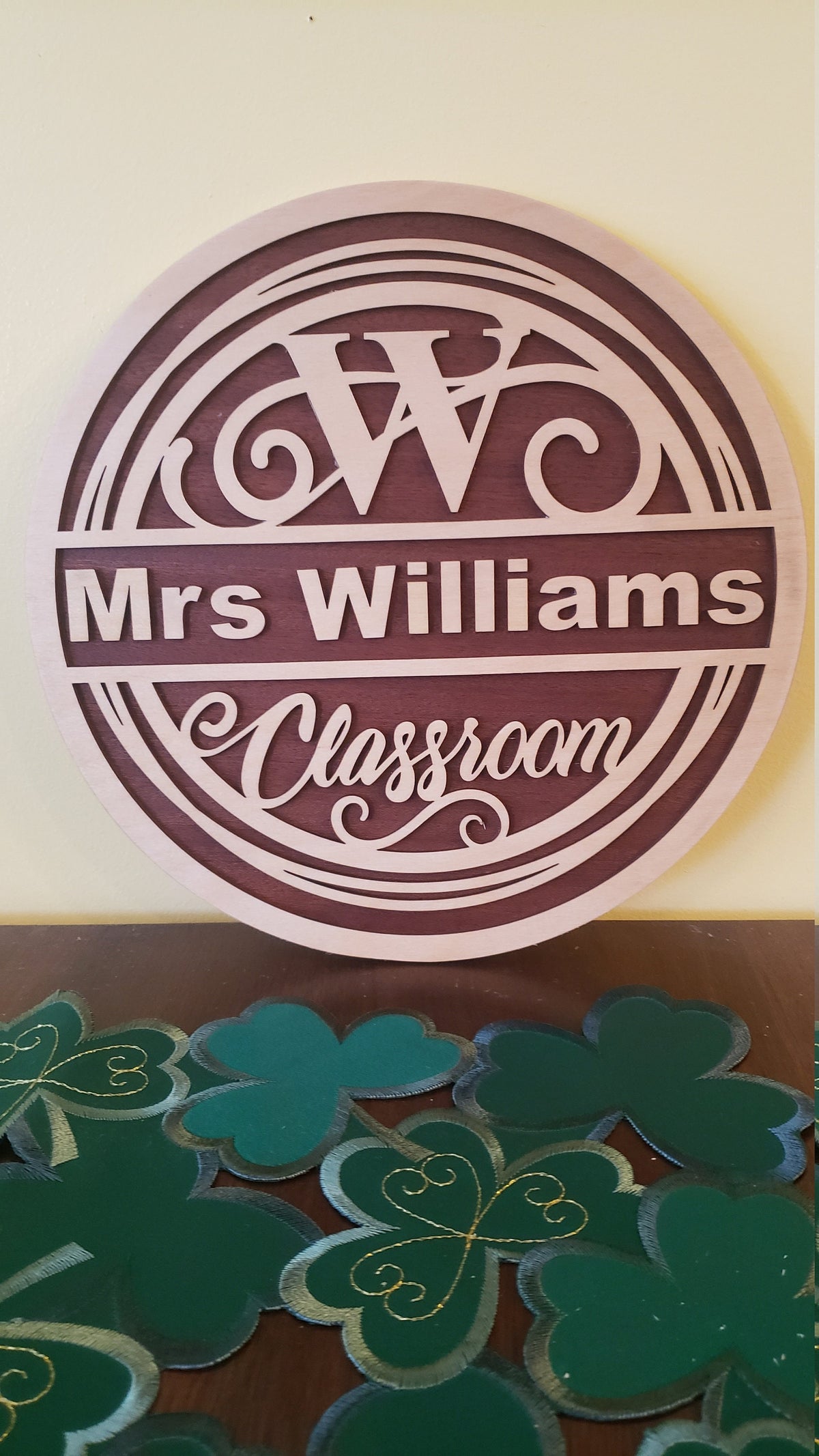 11" Round Teacher Appreciation Laser Monogram