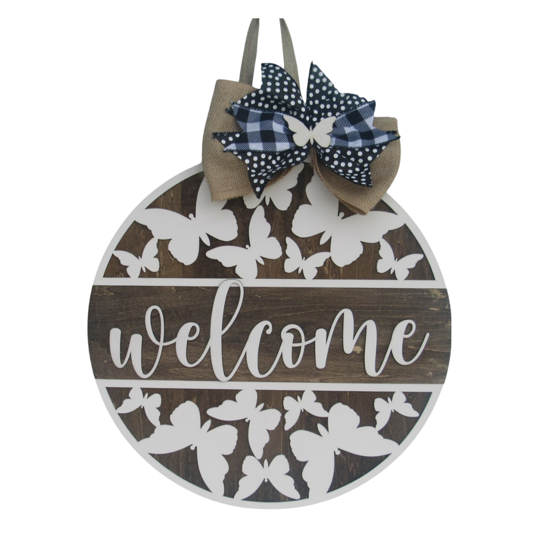 Butterfly Door Hanger Welcome Sign