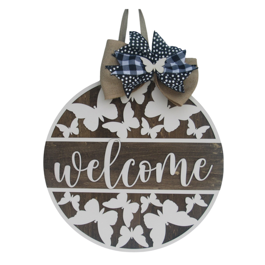 Butterfly Door Hanger Welcome Sign