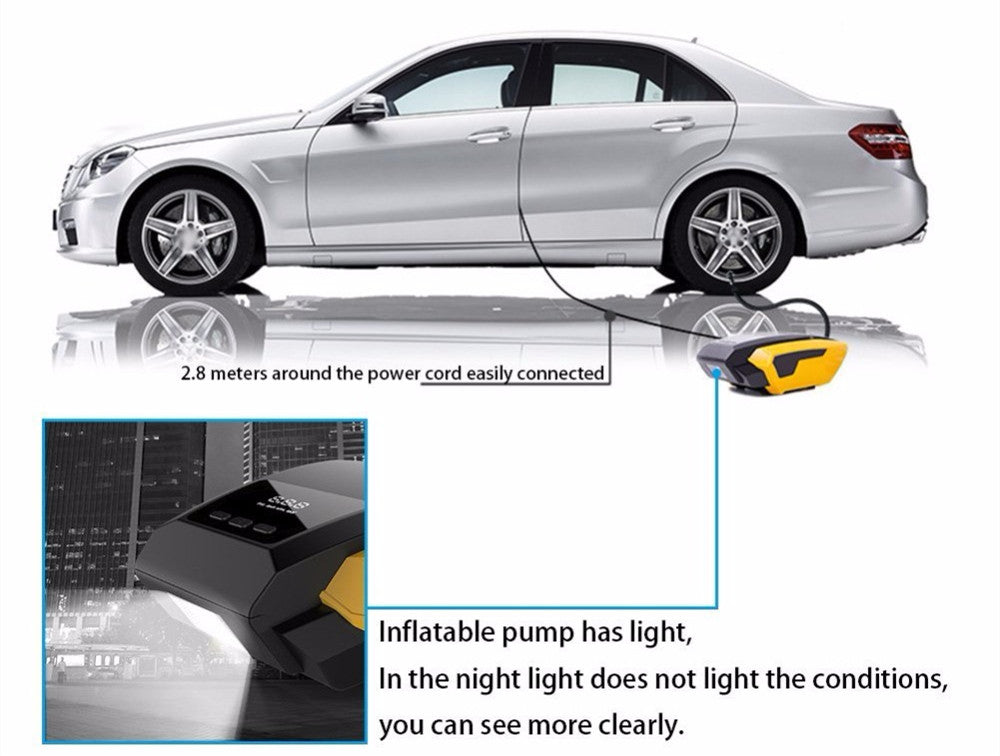Electric Car Air Pump & Tire Inflator | 120W, 12V with 2.8m Cable