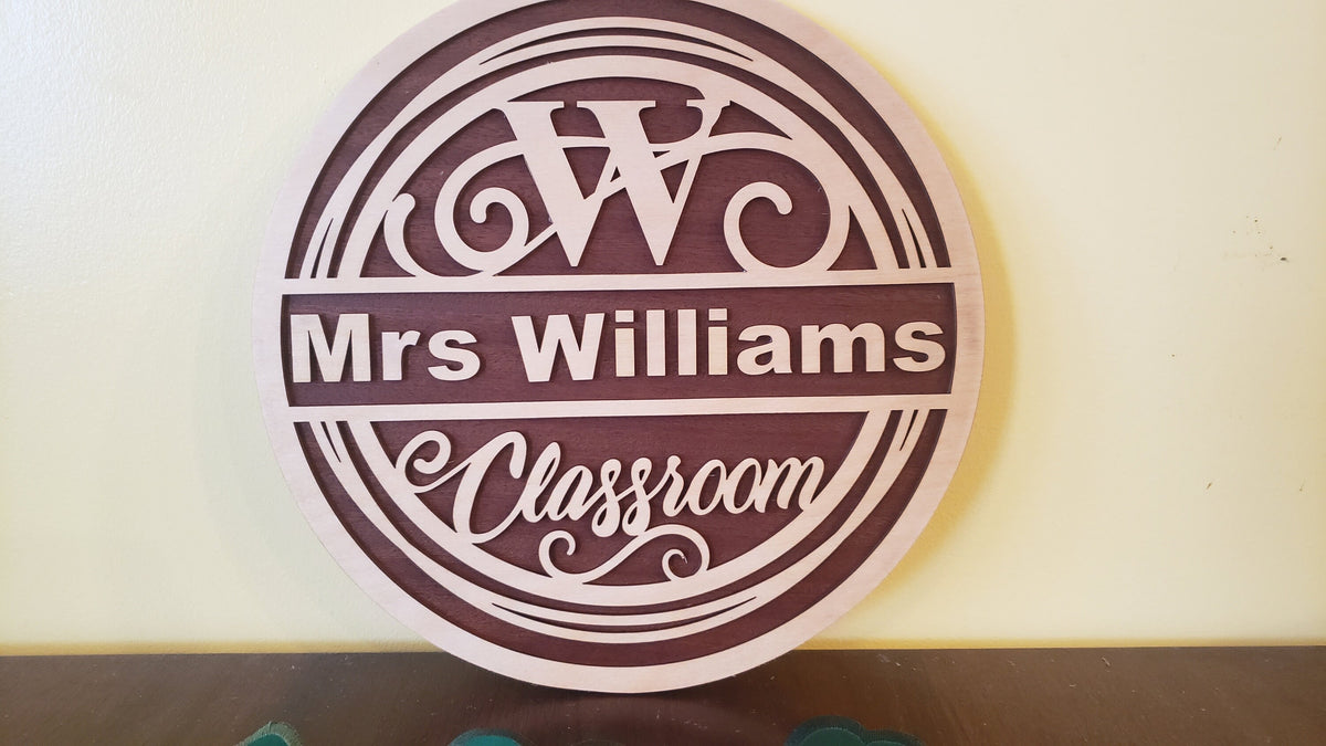 11" Round Teacher Appreciation Laser Monogram