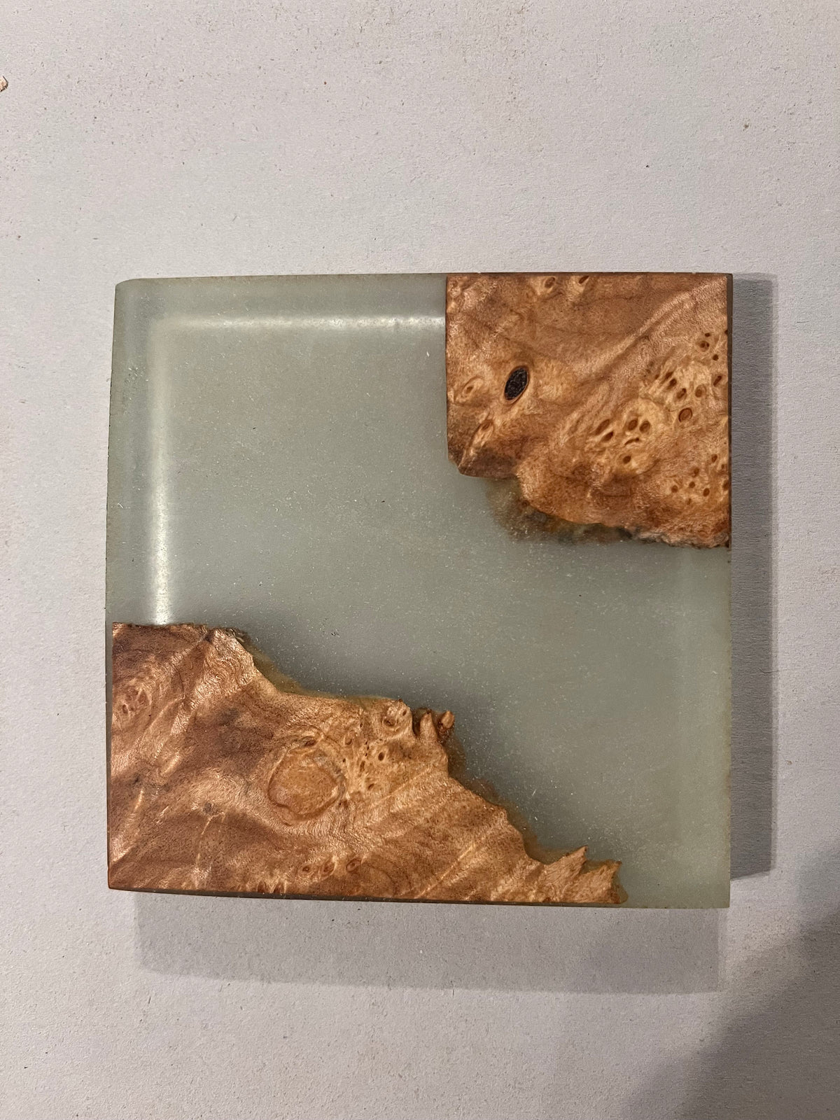Premium Maple Burl Resin Coaster Set with Cherry Holder