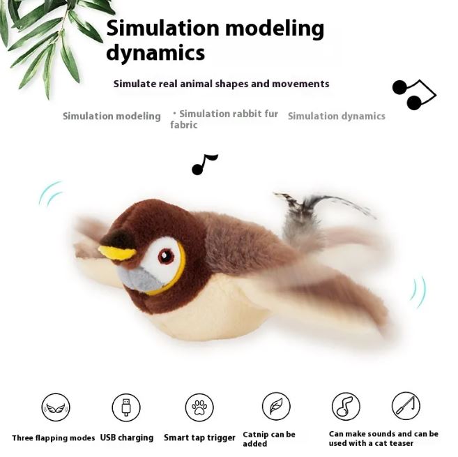 Flapping Bird Cat Toy | USB Rechargeable, Realistic Wings
