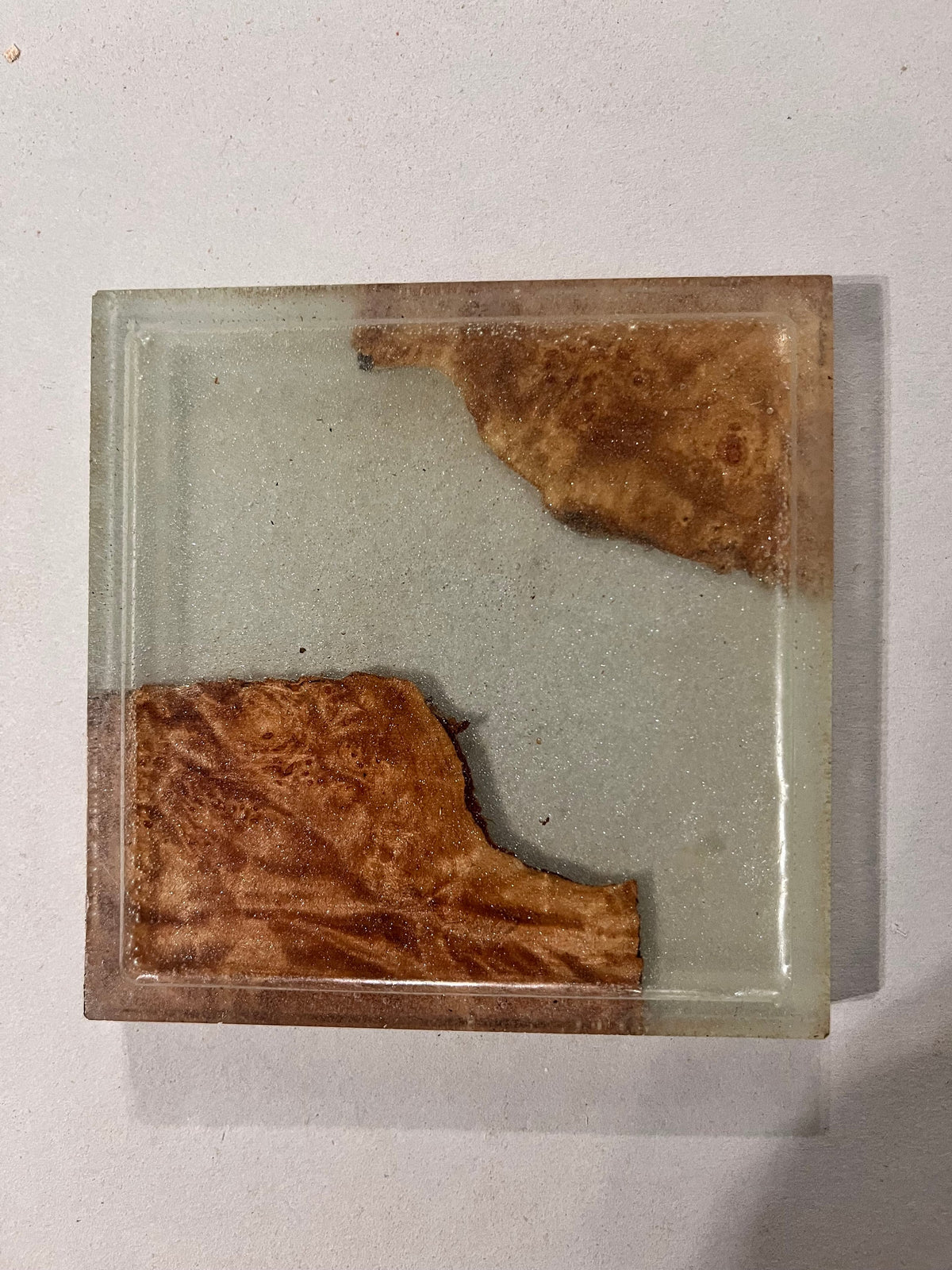 Premium Maple Burl Resin Coaster Set with Cherry Holder