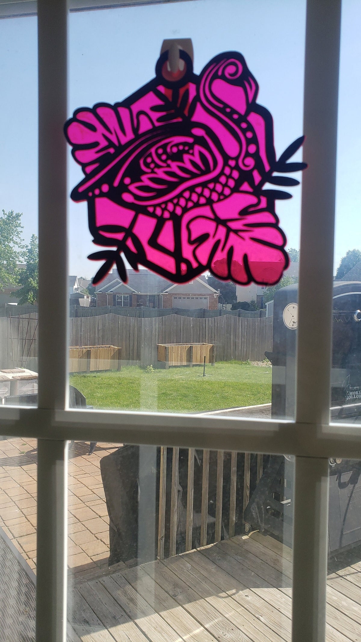 Handmade Flamingo Sun Catcher – Pink Acrylic & Wood Window Decor