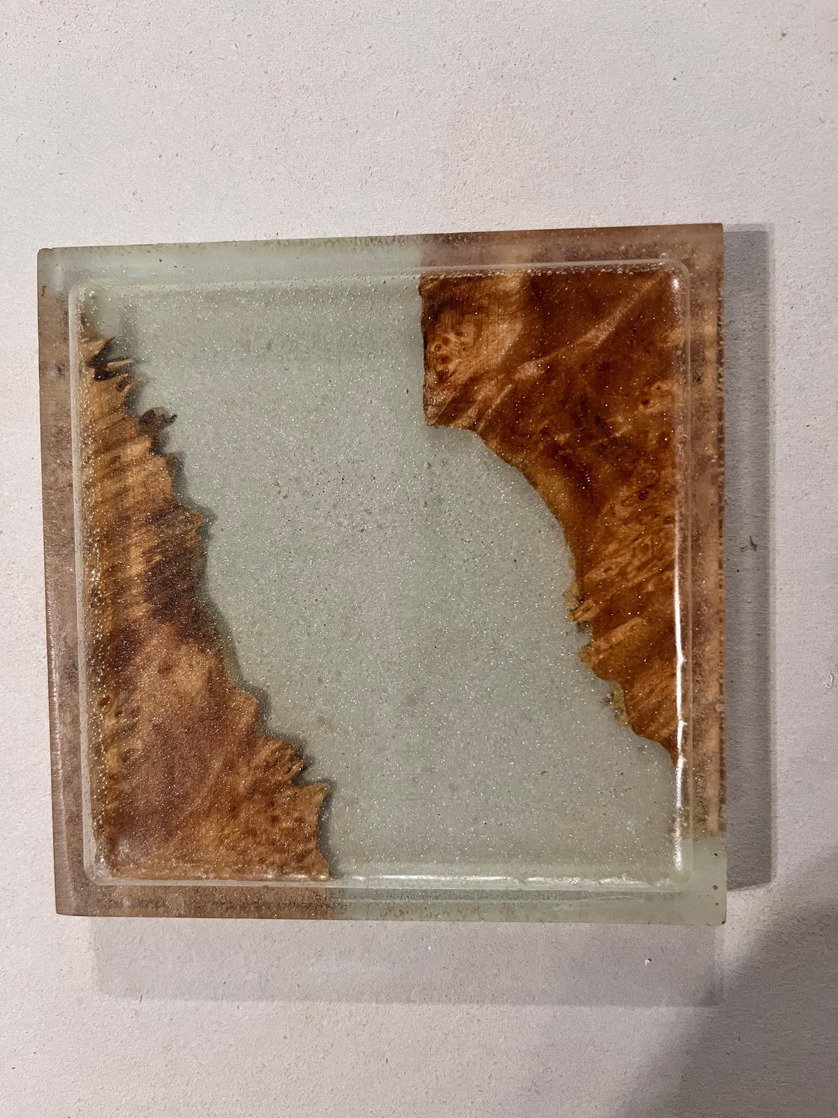 Premium Maple Burl Resin Coaster Set with Cherry Holder