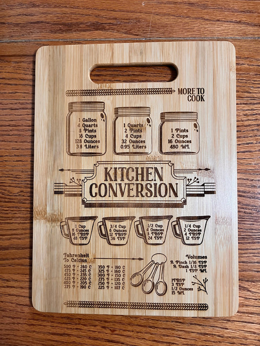 Kitchen Conversion Chart Bamboo Cheese & Cutting Board