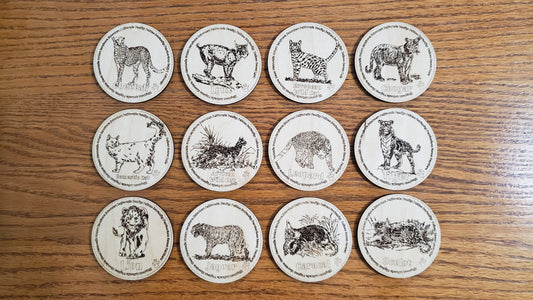 Set of 12 Feline Tokens