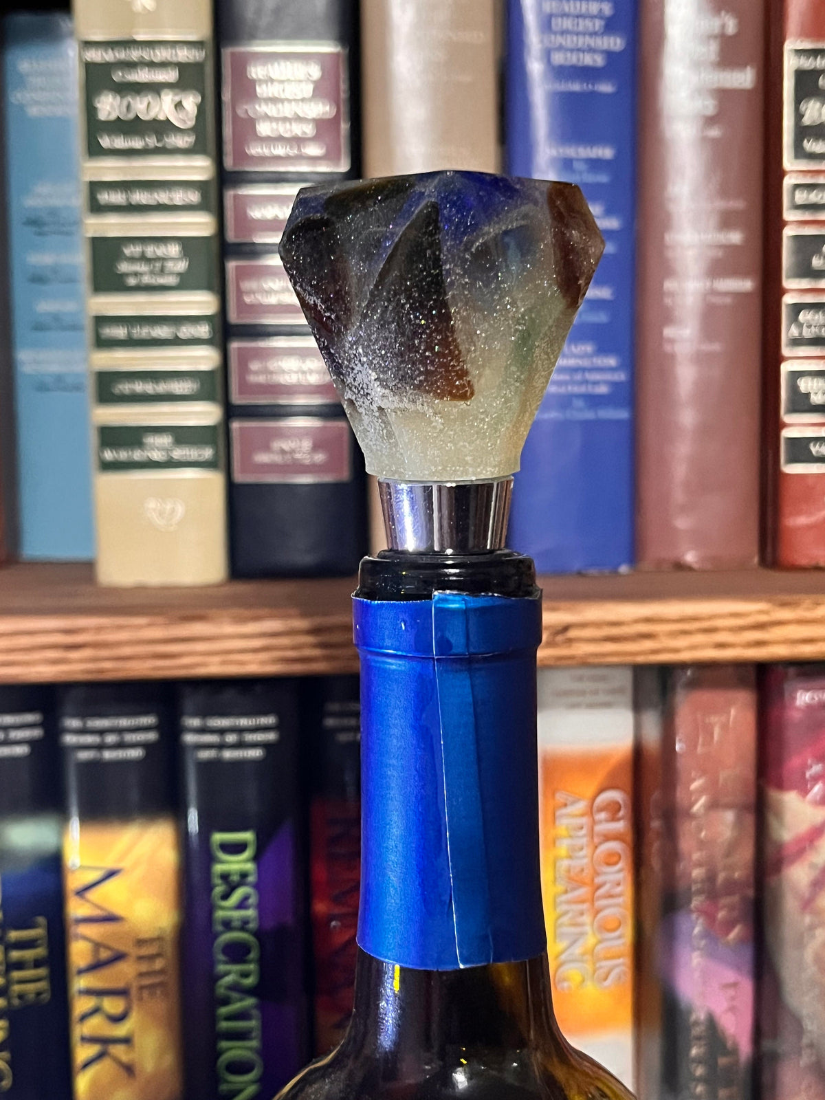 Handcrafted Bottle Stopper – Polished Stones in Epoxy