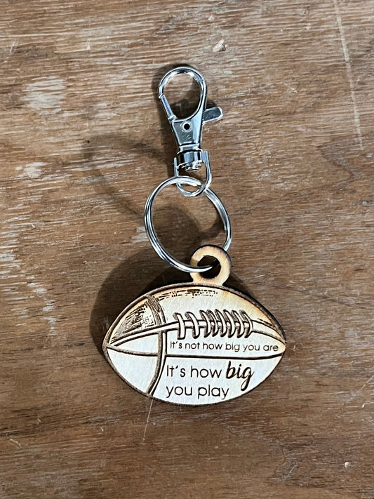 Football Player Wood Keychain / Bag Tag