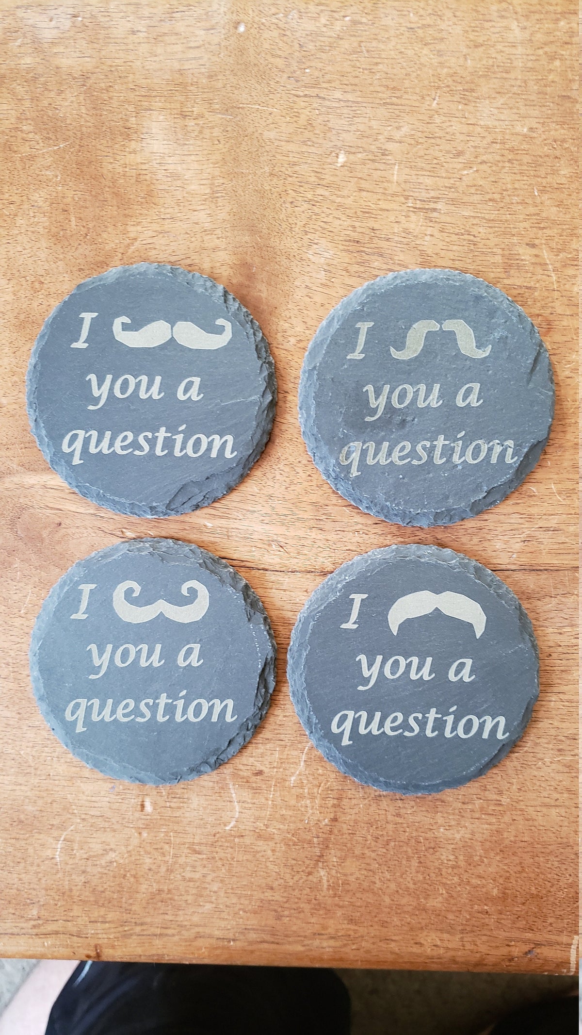"I Mustache You a Question" Slate Coaster Set of 4
