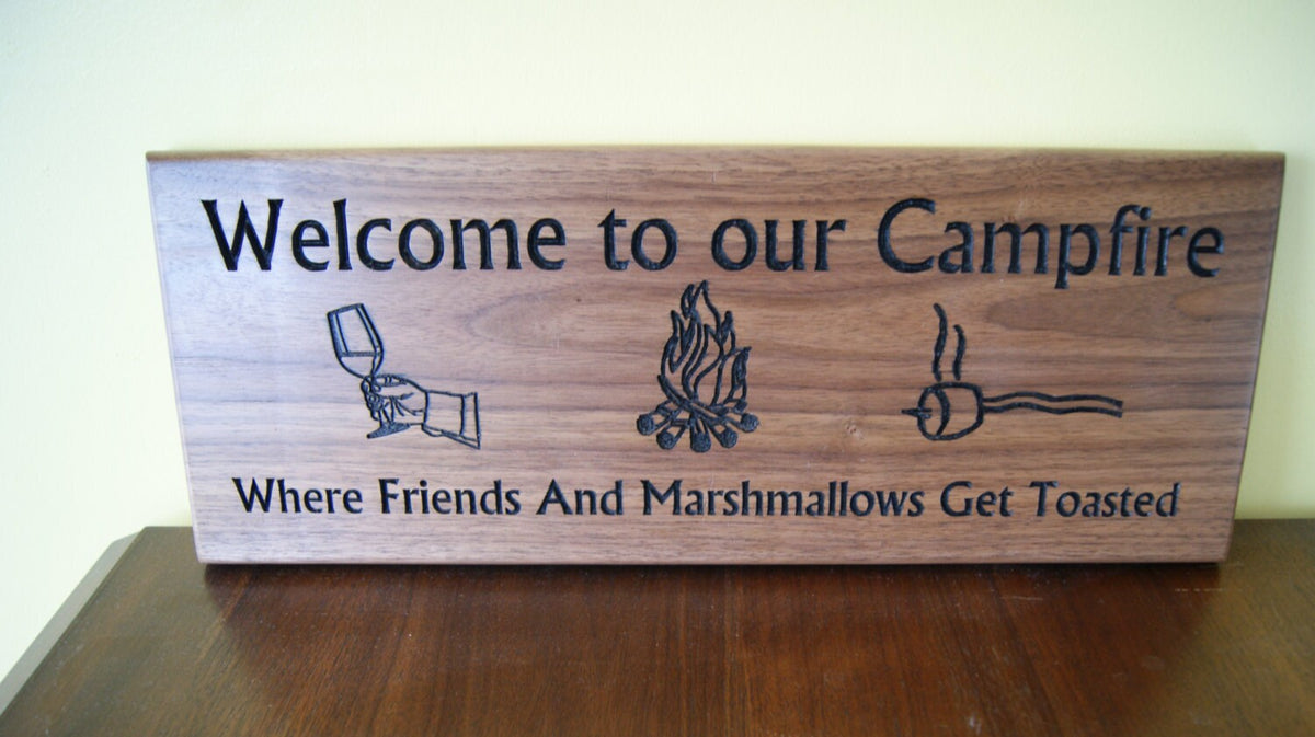Welcome to Our Campfire Walnut Plaque