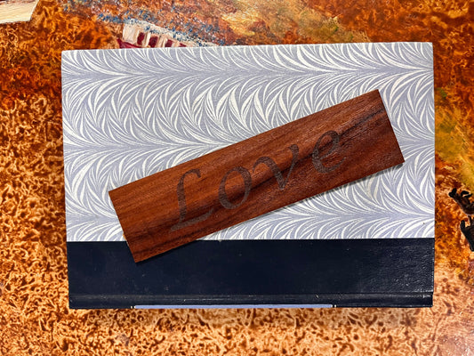 Rosewood Bookmark with Vintage Script and Love Engraving