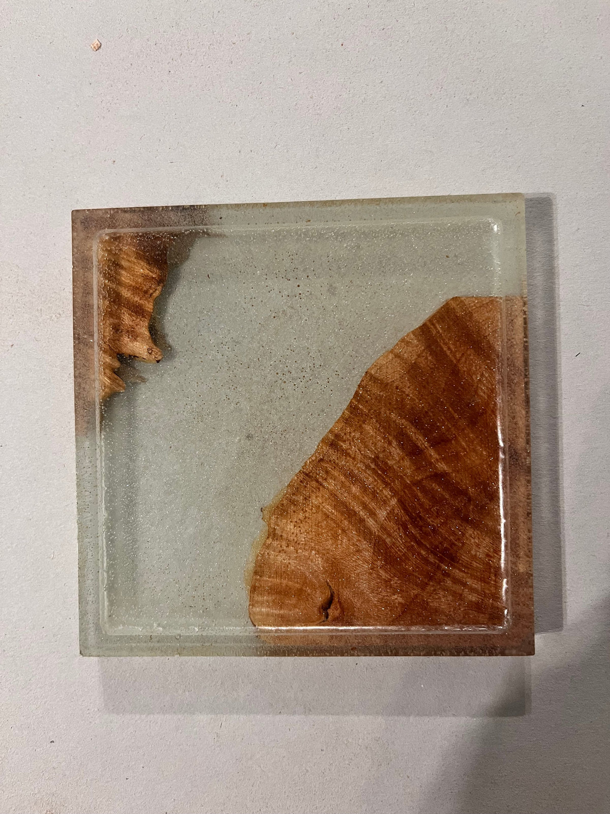 Premium Maple Burl Resin Coaster Set with Cherry Holder