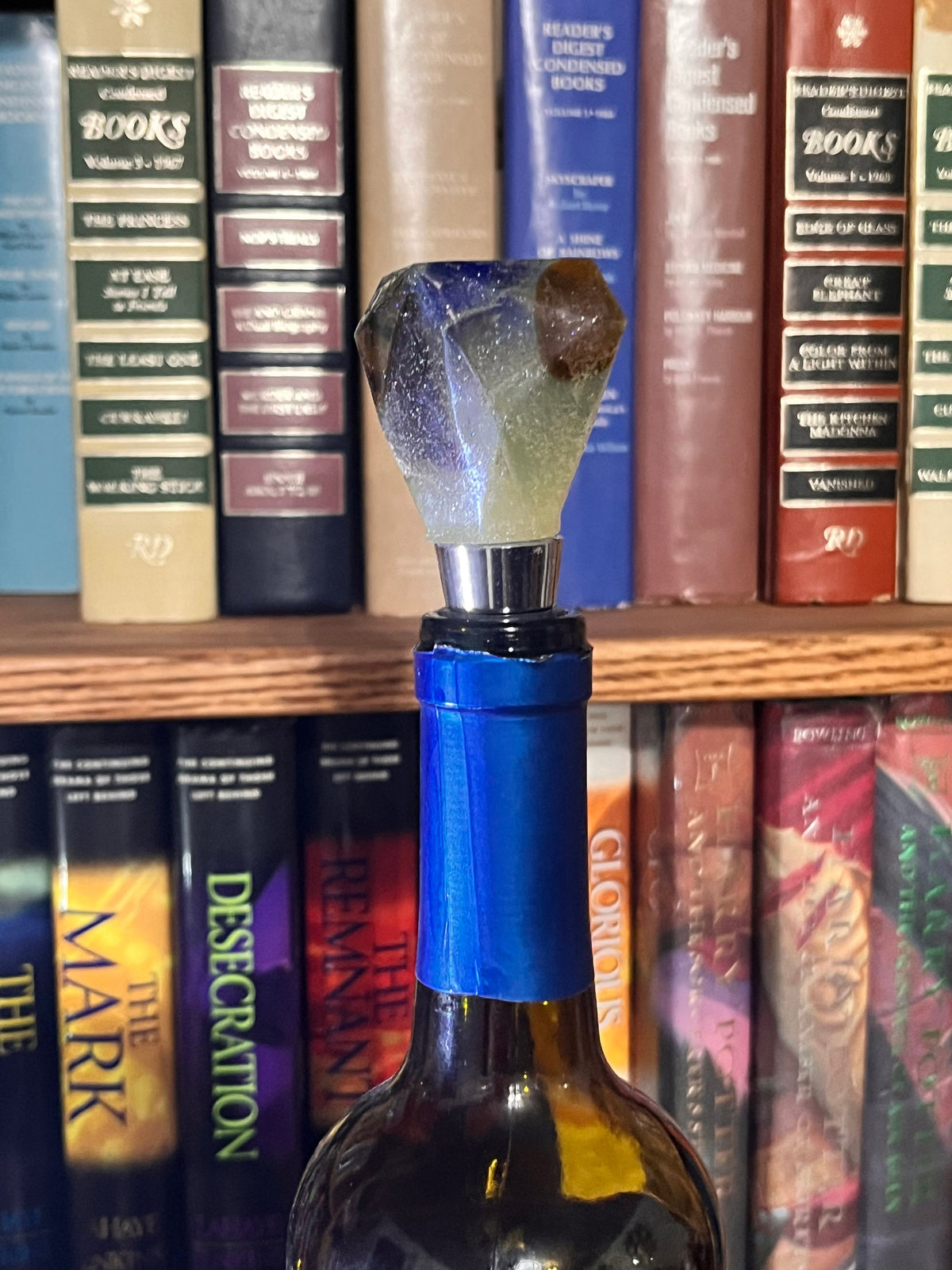 Handcrafted Bottle Stopper – Polished Stones in Epoxy