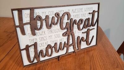 "How Great Thou Art" Walnut Hymn Lyrics Sign