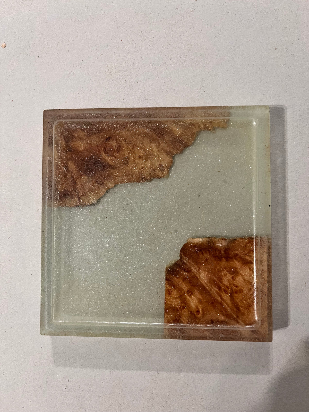 Premium Maple Burl Resin Coaster Set with Cherry Holder