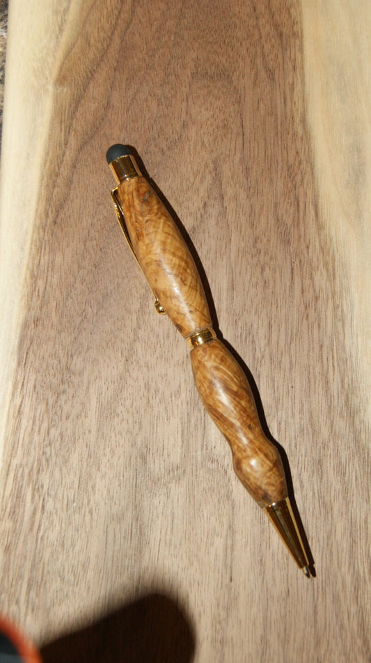 Maple Burl Twist Pen with Stylus Tip